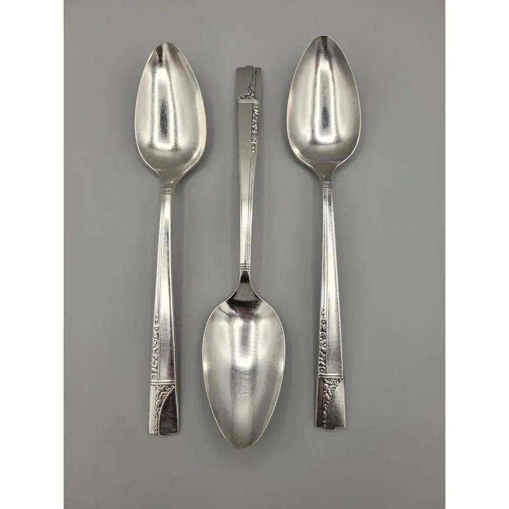 Antique Nobility Plate Caprice Serving Spoons Art Deco Floral Pattern